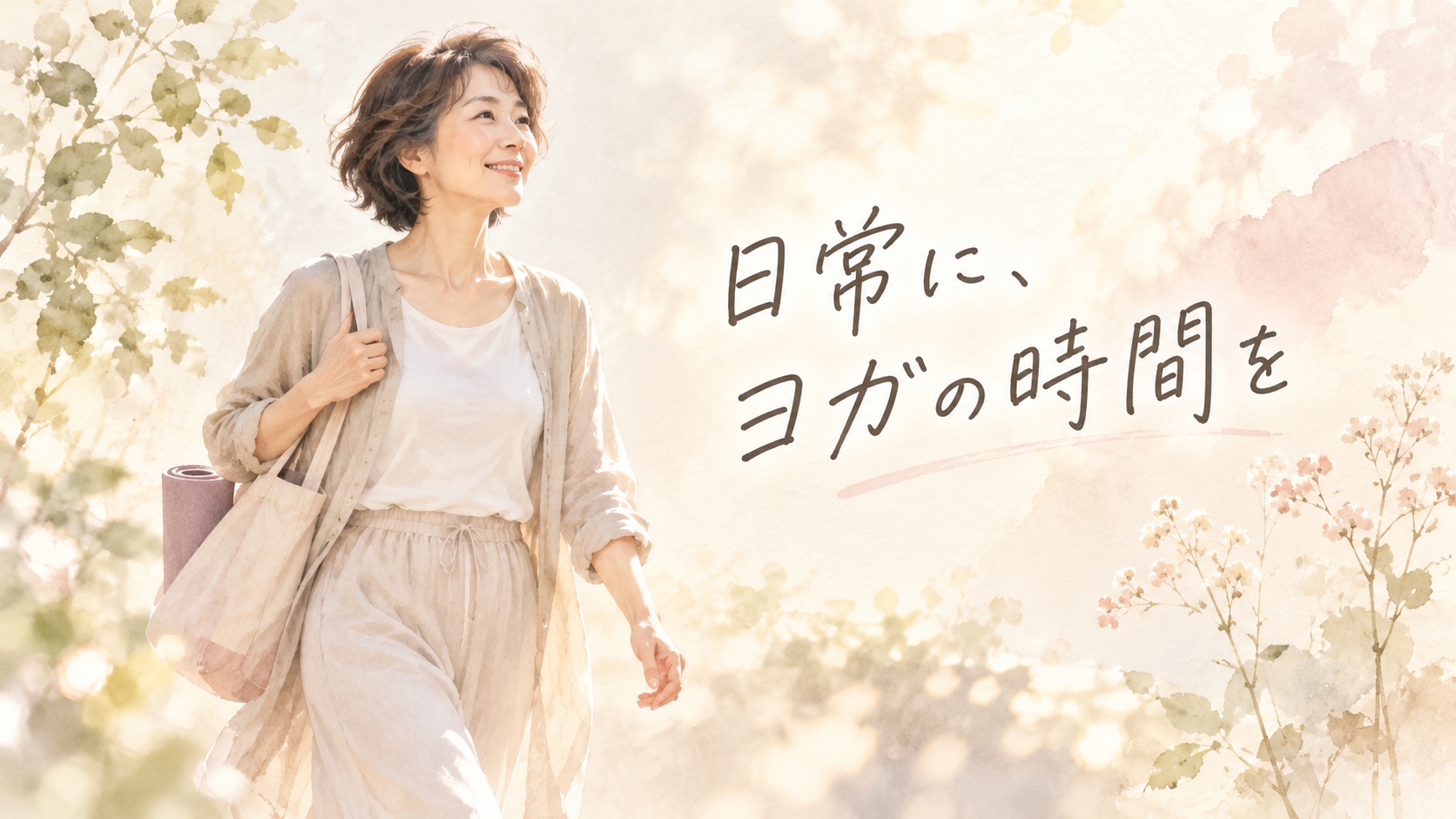 日常に、ヨガの時間を|バッグを持って歩く女性のイメージ